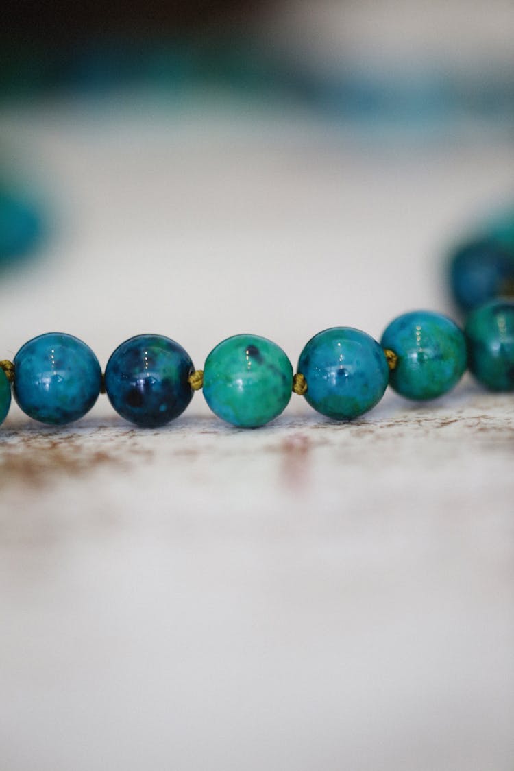 Close Up Of Blue Beads