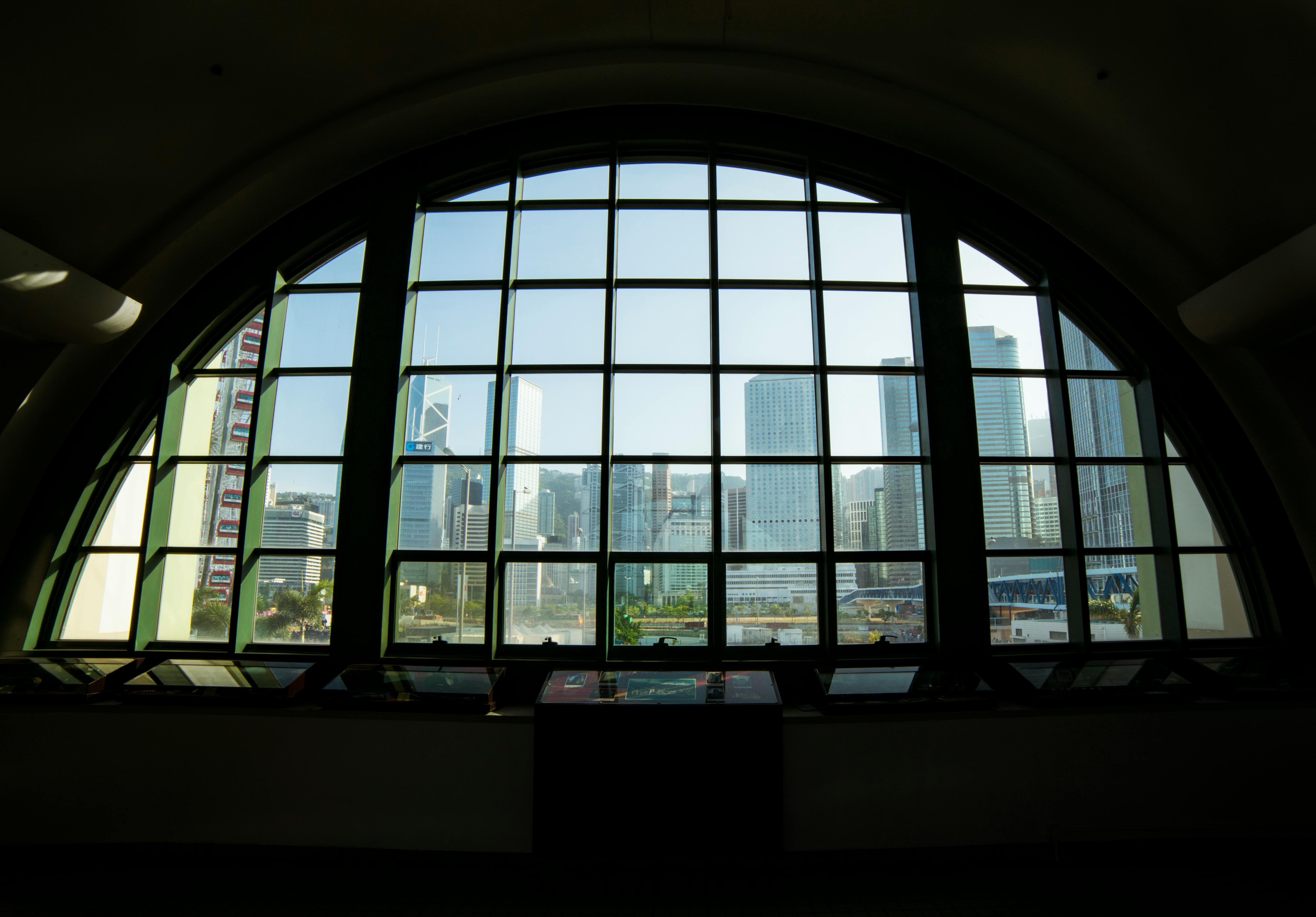 Green Framed Glass Window · Free Stock Photo