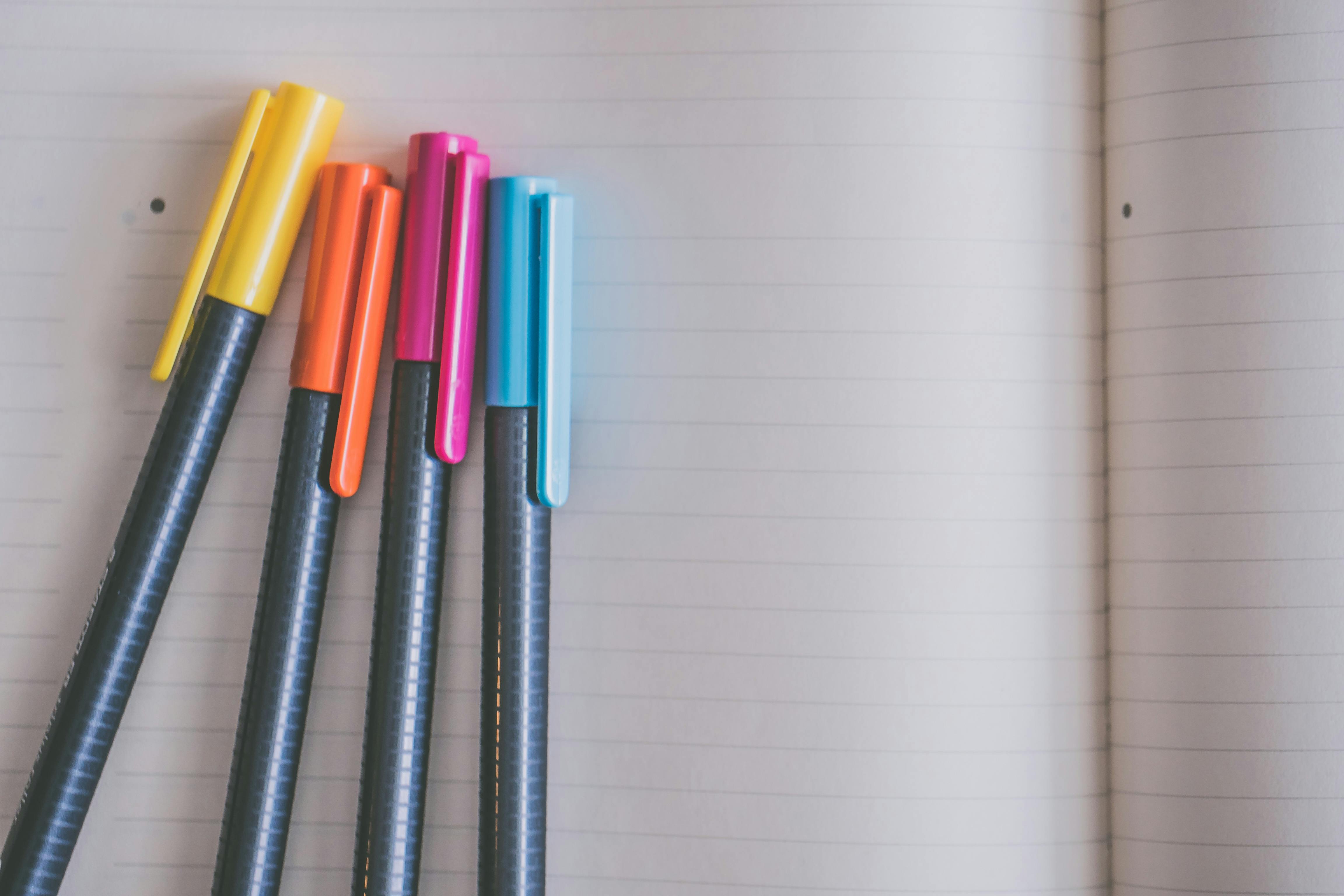 Set Of Multicolored Pens Stock Illustration - Download Image Now - Art,  Backgrounds, Blank - iStock