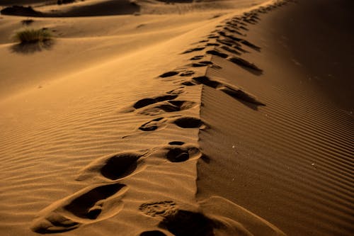 Песчаные дюны с отпечатками ног