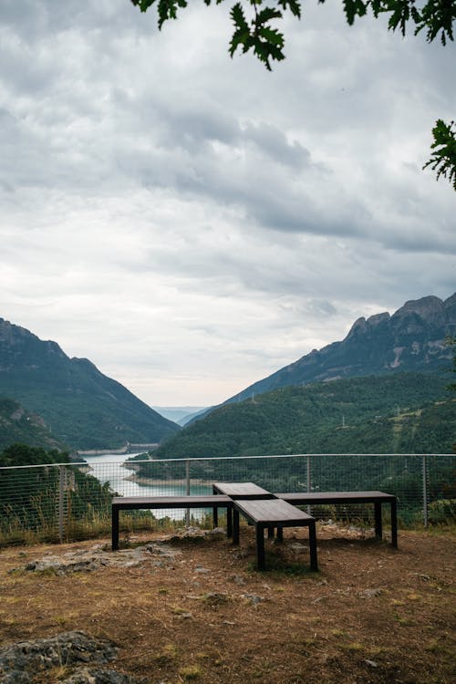 Scenic Viewpoint Overlooking River Meandering between Mountains
