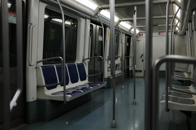 A Shot Of An Interior Of A Subway Wagon 