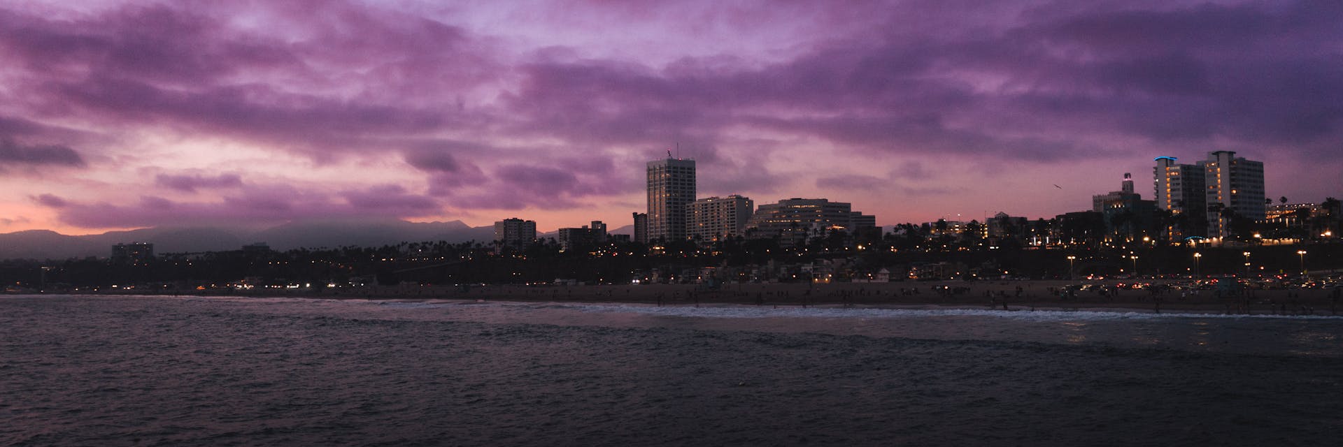 Panoramic Shot of City Waterfront at Sunset