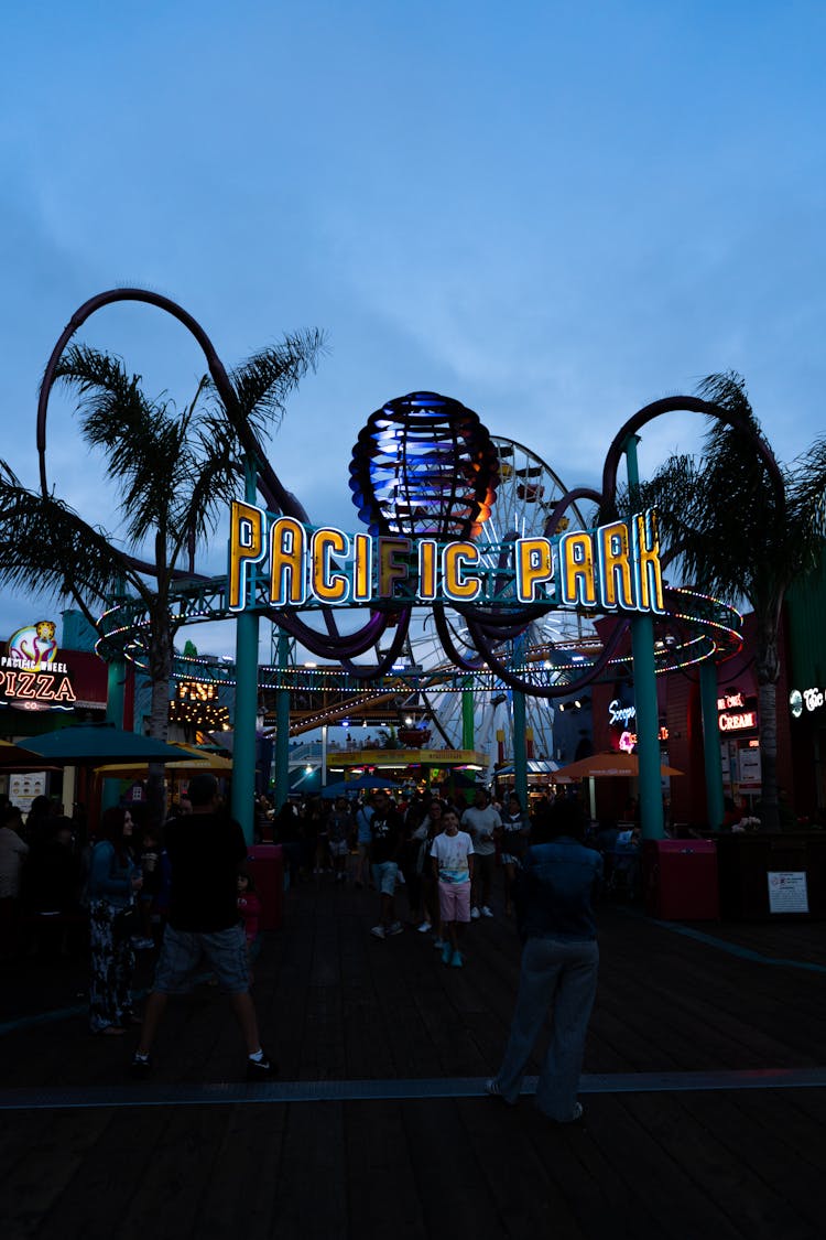 People At The Pacific Park On The Santa Monica Pier