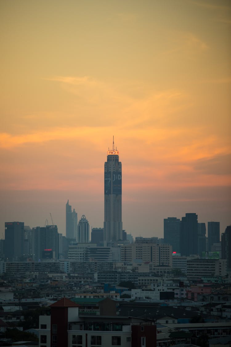 Baiyoke Tower 2 Building During Sunset