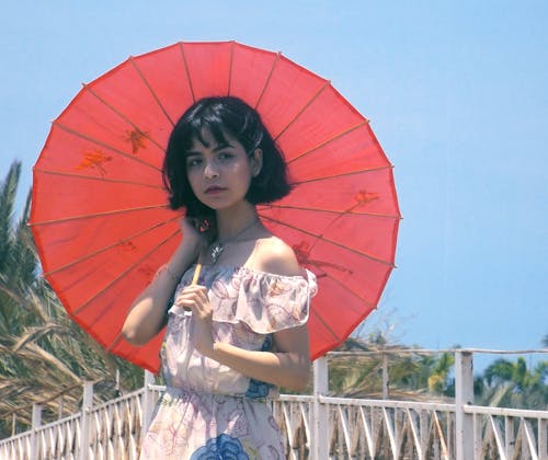 Woman Wearing Pink Off-shoulder Dress 