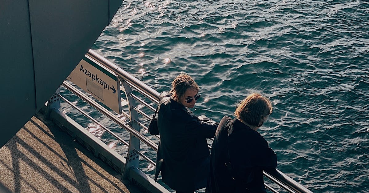 Man and Woman Standing and Leaning on Metal Railings Near a Body of ...