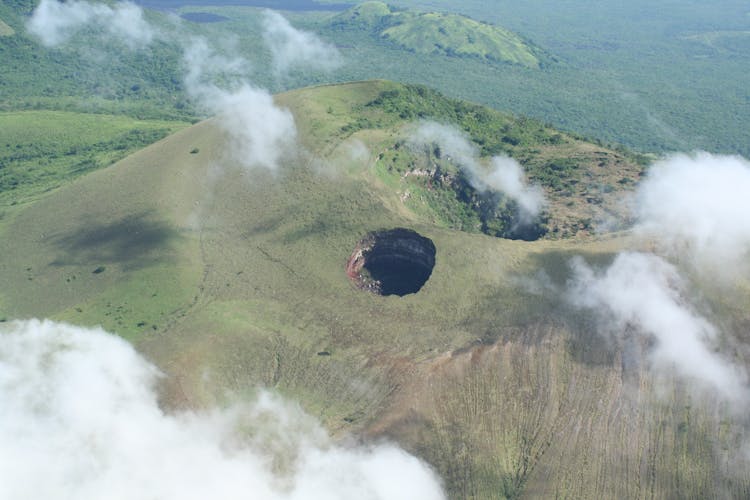 Mountain With A Large Round Crater 