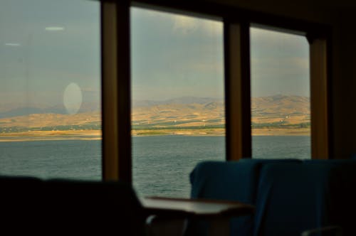 View of the Sea from the Window of the Ferry