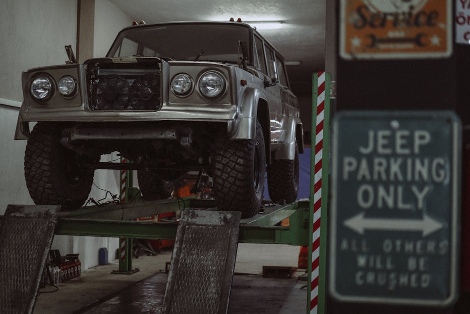 Black Car Parked in the Garage