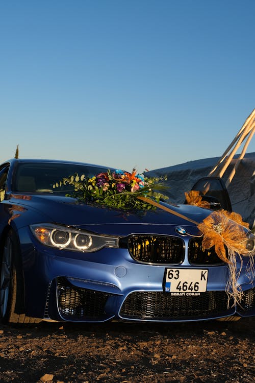 Free stock photo of bmw, bridal bouquet, car Stock Photo