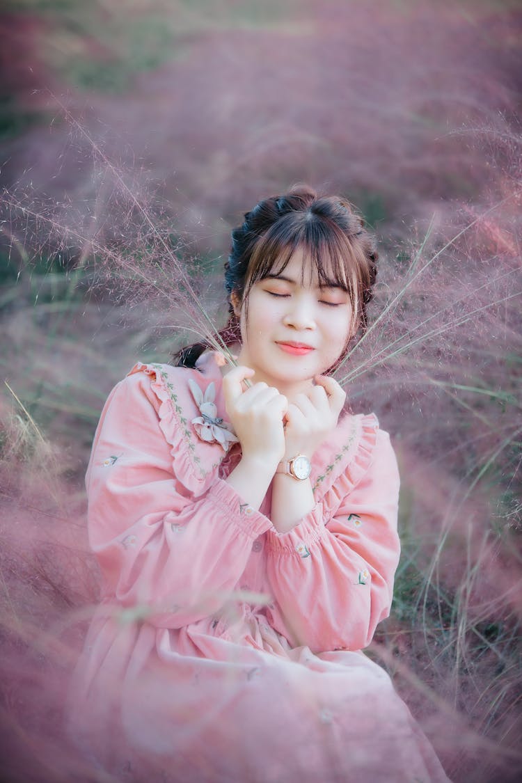 Portrait Of Beautiful Asian Girl In Nature