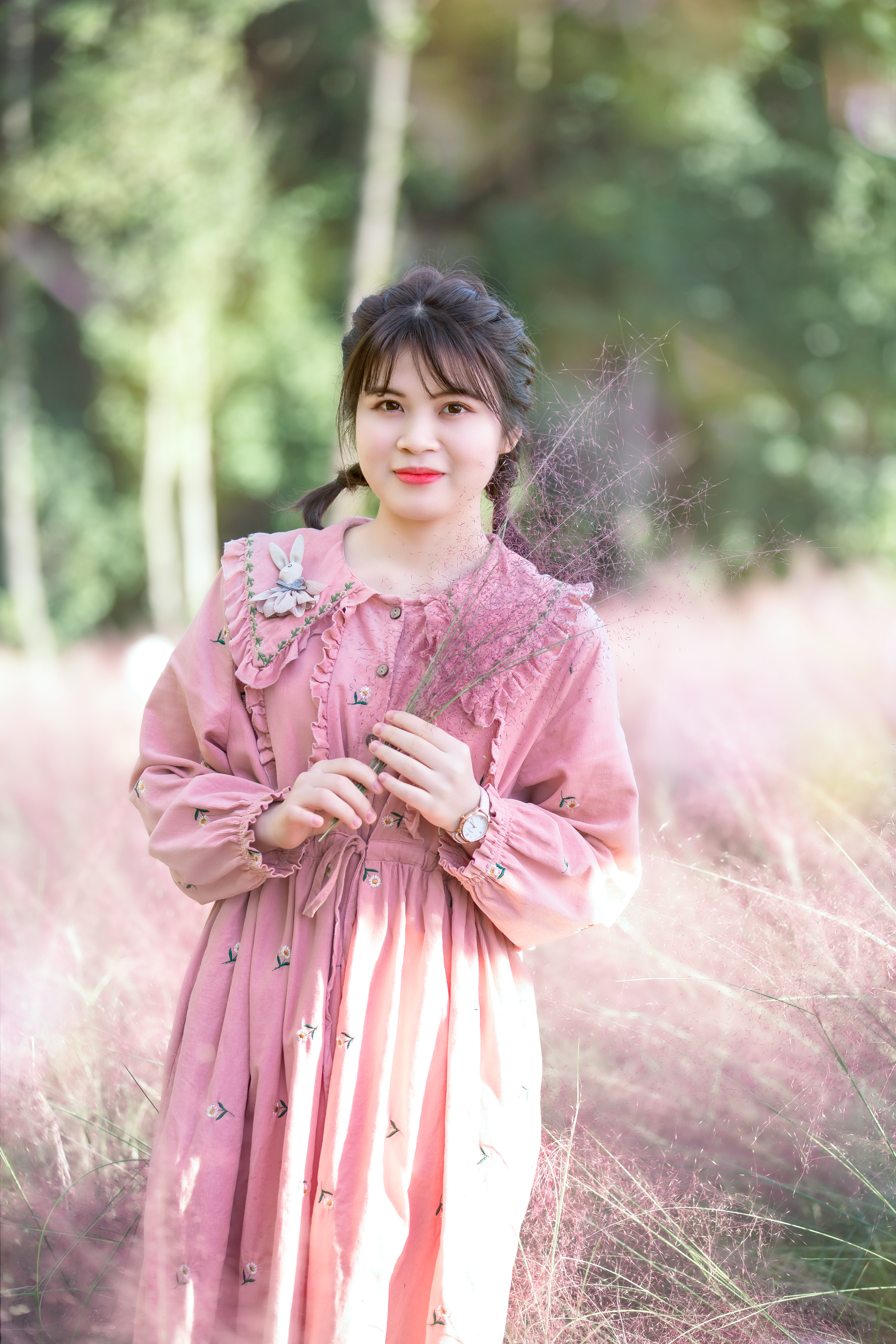 Girl in Pink Dress Standing on the Field · Free Stock Photo