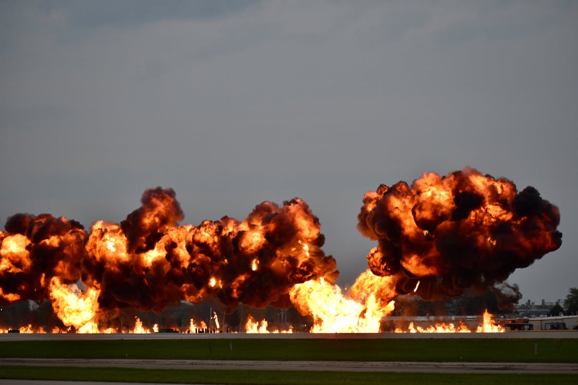 Free A Big Explosion on the Field Stock Photo