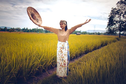 アジア人の女の子, インドネシア, 水田の無料の写真素材