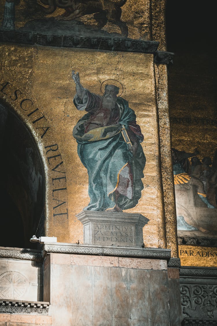 Drawing Of Saint On Wall In Venice, Italy