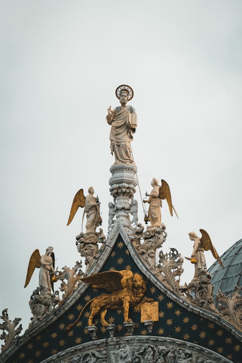 Saint Mark Sculpture on Western Facade of St Marks Basilica