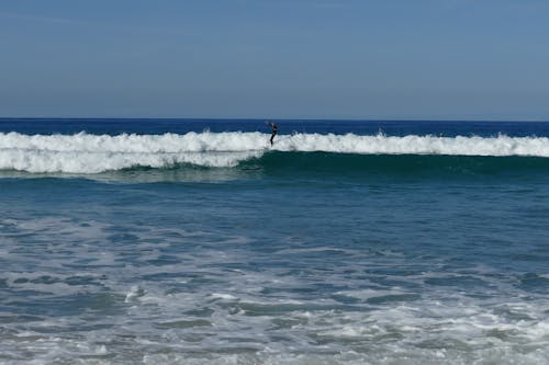 A Surfer Riding the Waves