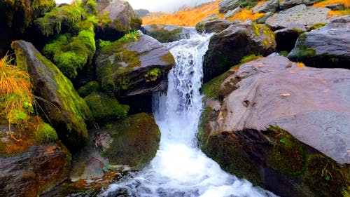 Small Waterfall Between Rocks