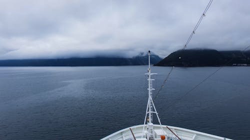 Hyperlapse of a Cruise Ship Traveling in a Fjord