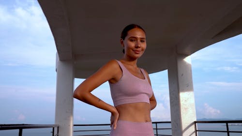 Woman Wearing Sportswear Looking at Camera