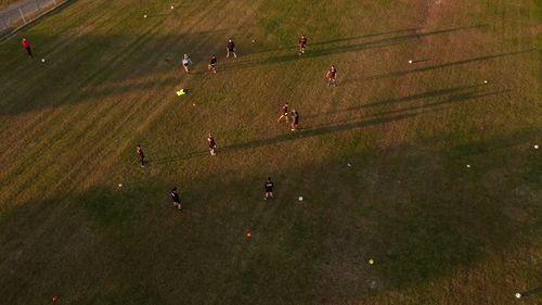 Birds Eye View of Athletes Training on a Field Free Stock Video Footage ...
