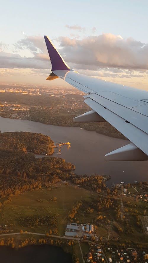 View of the Wing of an Airplane from a Window
