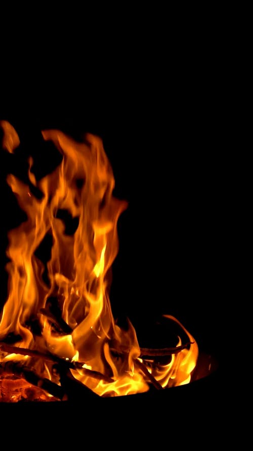 Close-up of Burning Fire Pit