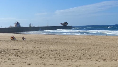 Surfers Walking on Beach