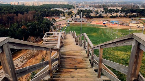 Camera on Wooden Steps on Hill