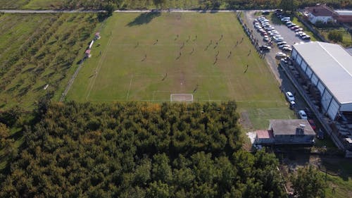 Drone Footage of People Playing Soccer