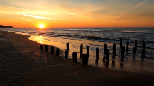 Beach and Waves at Sunset