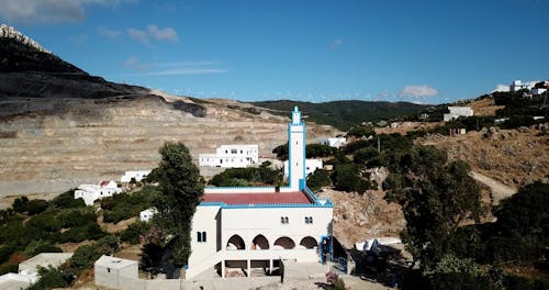 Mosque With Minaret From Drone