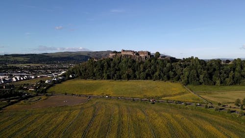Drone Footage of Distant Castle
