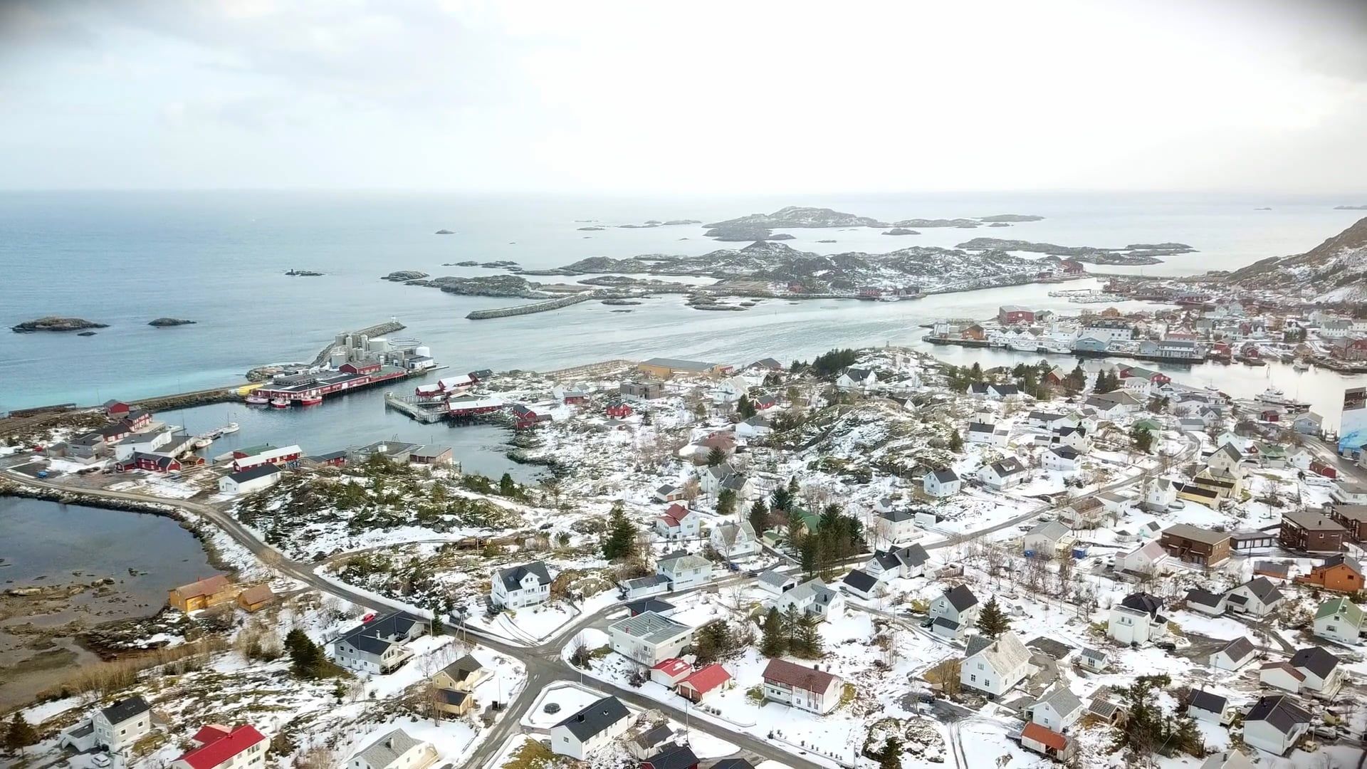 Aerial Footage of a Snow Covered Town During Winter Free Stock Video ...