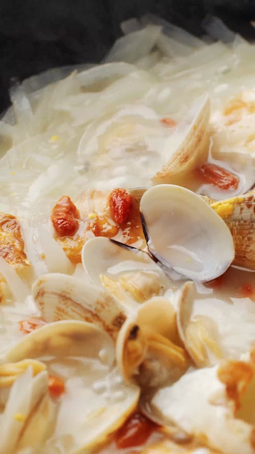 Close-up of Boiling Clams