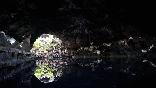 Tourists Visiting Cave With Water