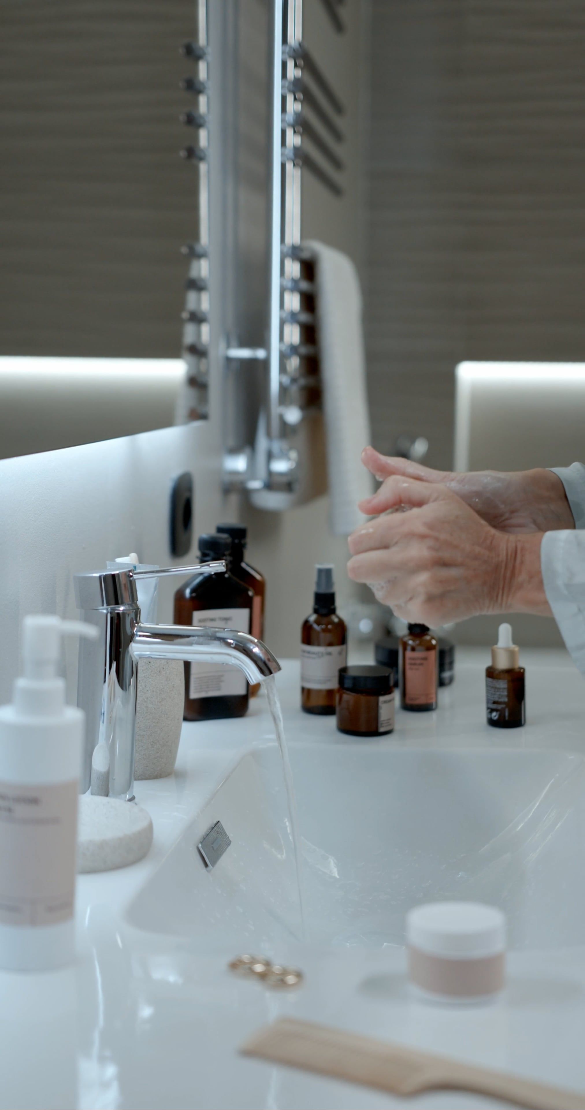 A Woman Washing Her Hands in the Bathroom Sink Free Stock Video Footage ...