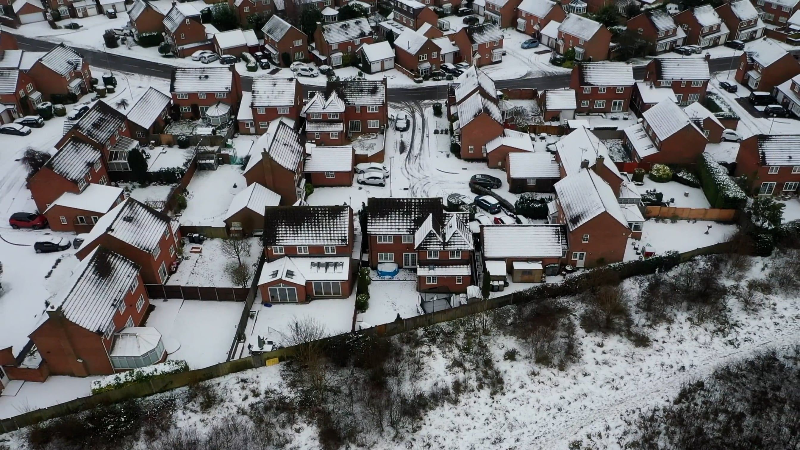 Aerial View on Snowcapped Buildings in Town Free Stock Video Footage ...