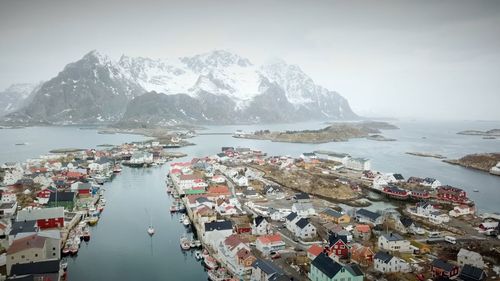 Aerial Footage of an Island Covered with Snow Free Stock Video Footage ...
