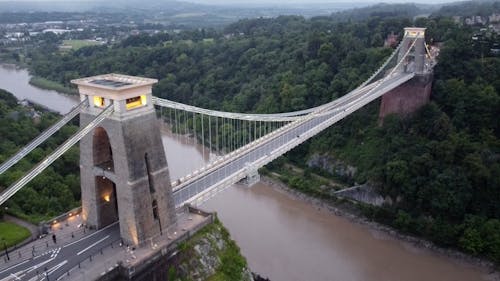 Aerial View on Bridge over River in Bristol