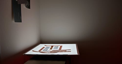 A Young Man Looking at Film Negatives on a Light Table