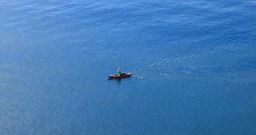 Aerial Footage of a Person Kayaking