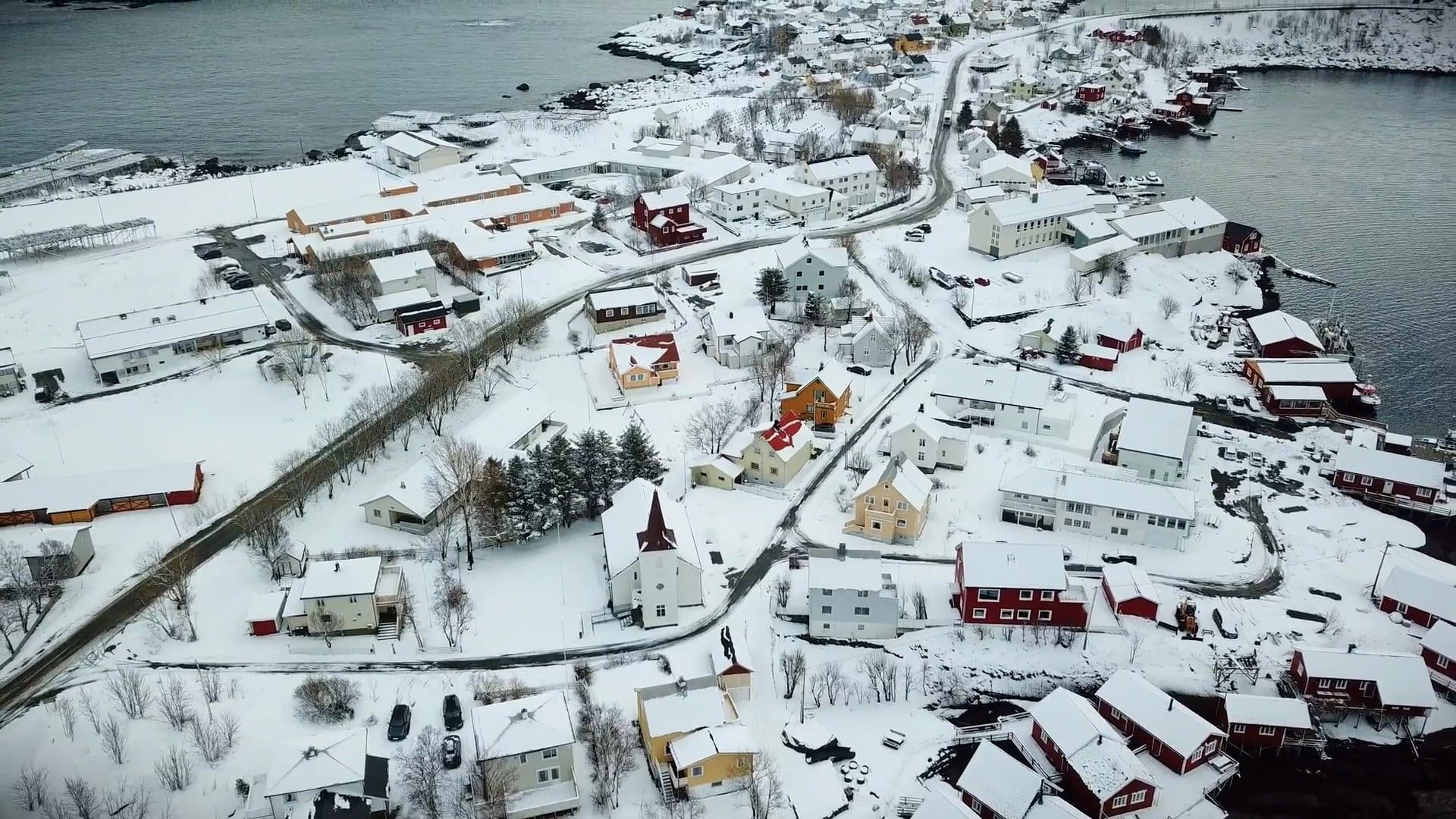 Aerial Footage of Houses Covered with Snow Free Stock Video Footage ...