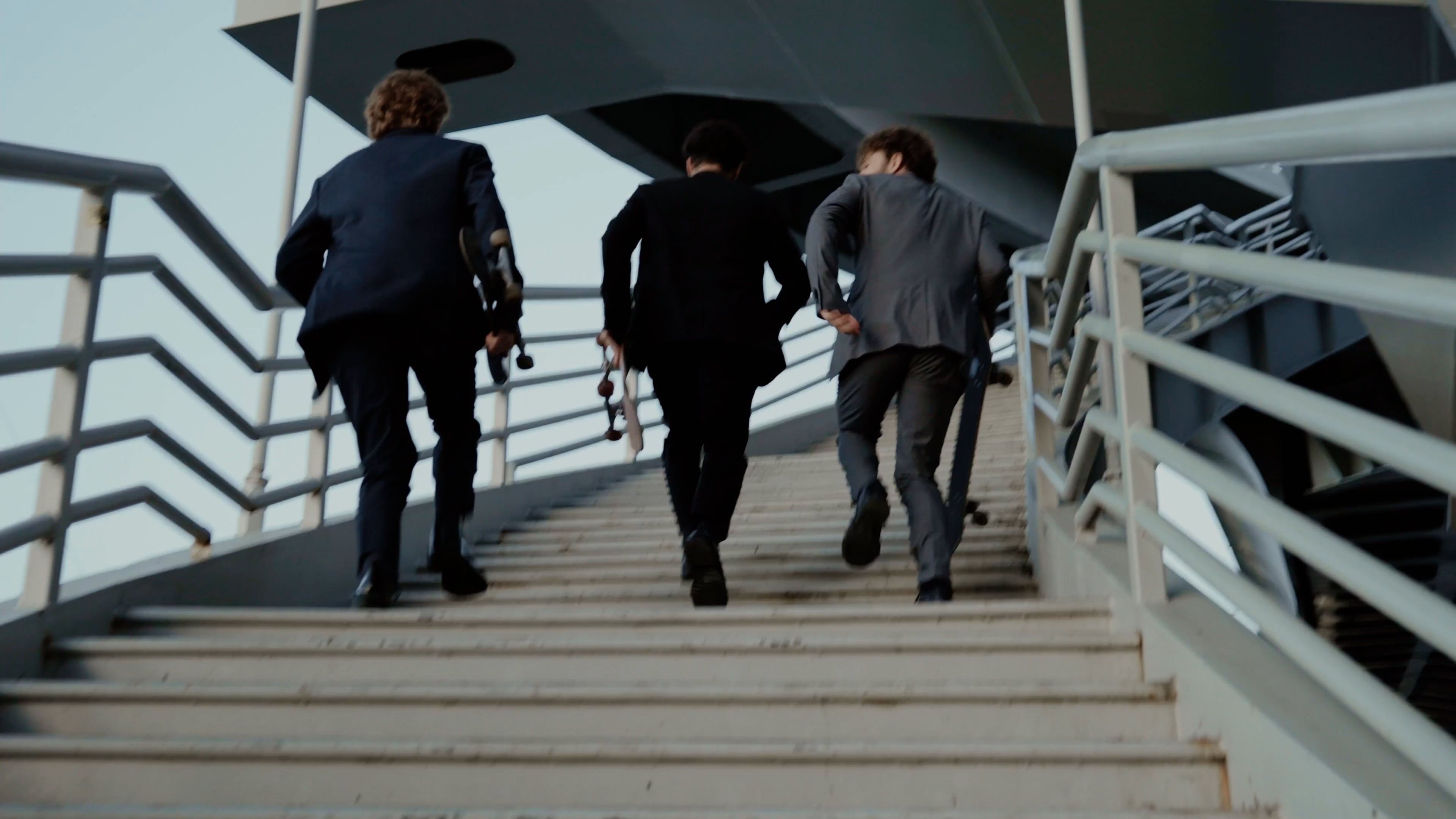 Three Elegant Men Running Up Stairs Free Stock Video Footage, Royalty ...