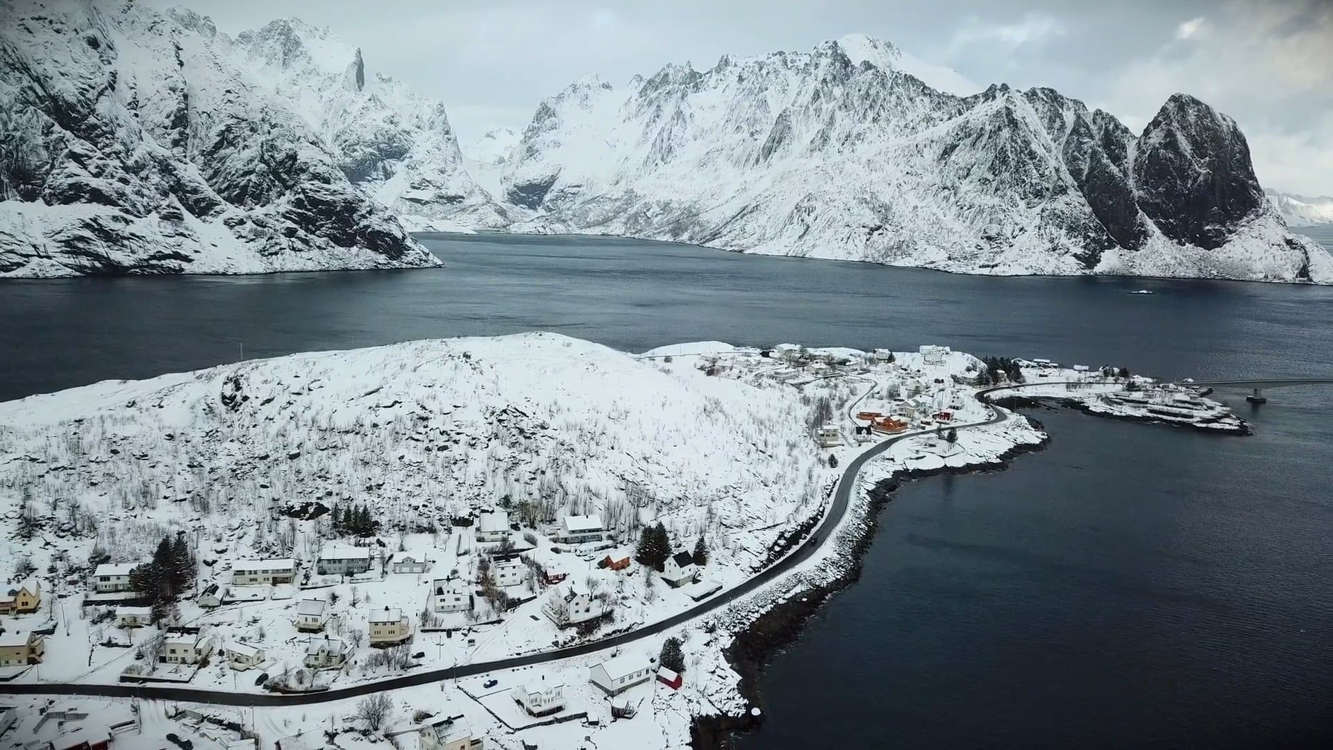Aerial Footage of an Island Covered with Snow Free Stock Video Footage ...