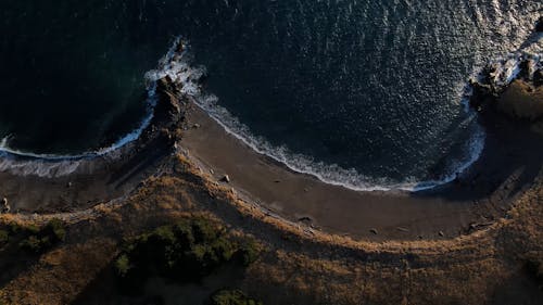 Directly Above View of Beach and Sea