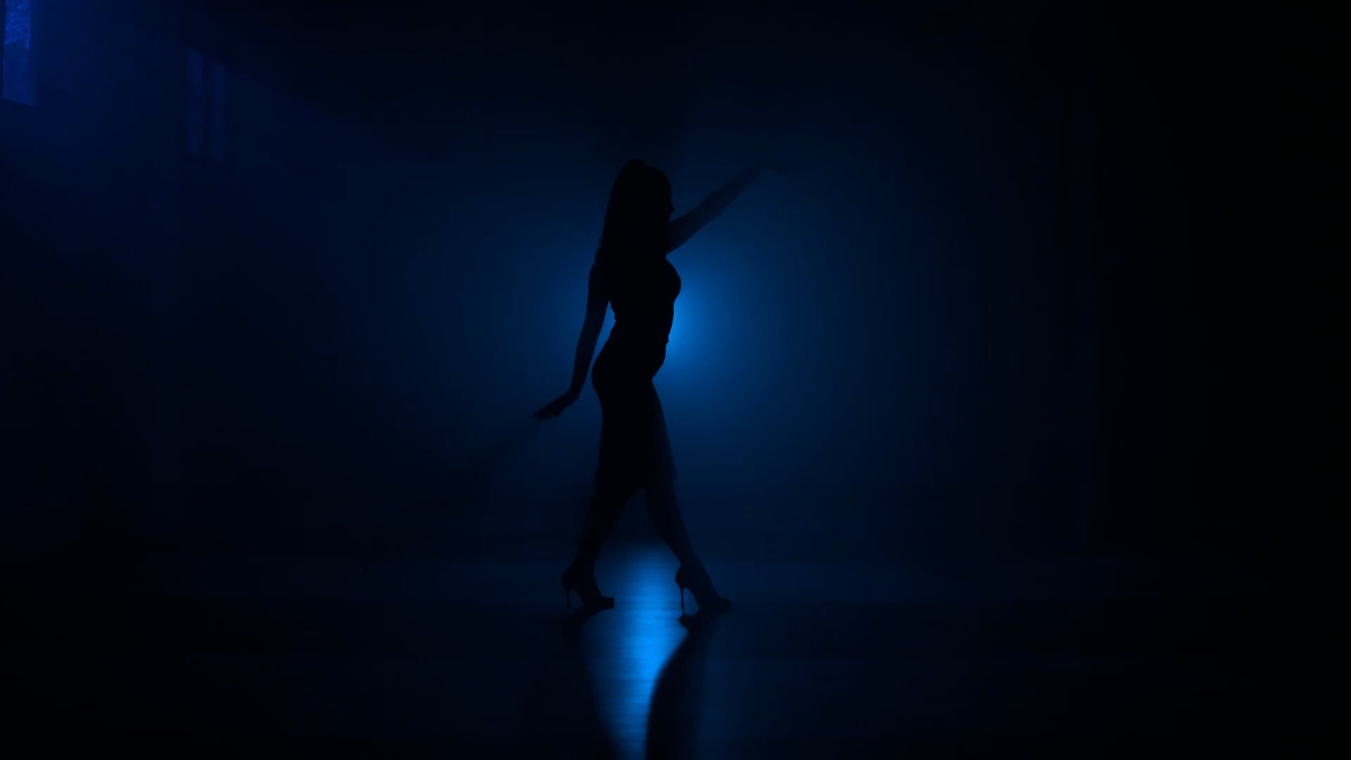 Woman Dancing in Darkness under Blue Light Free Stock Video Footage ...