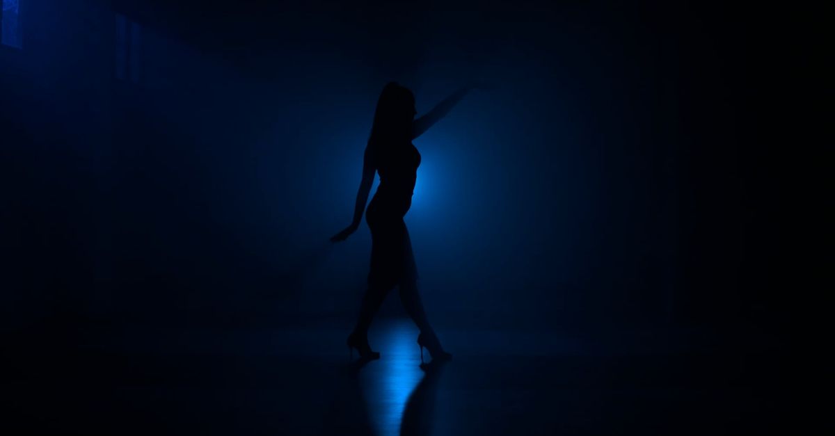Blue Light Body Raps Woman Dancing in Darkness under Blue Light Free Stock Video Footage ...