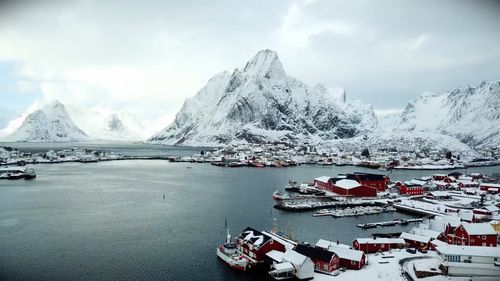 Aerial Footage of an Island Covered with Snow Free Stock Video Footage ...